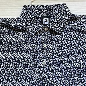 FootJoy Mens XL Black and White Flower Pattern w/ Sleeve Logo